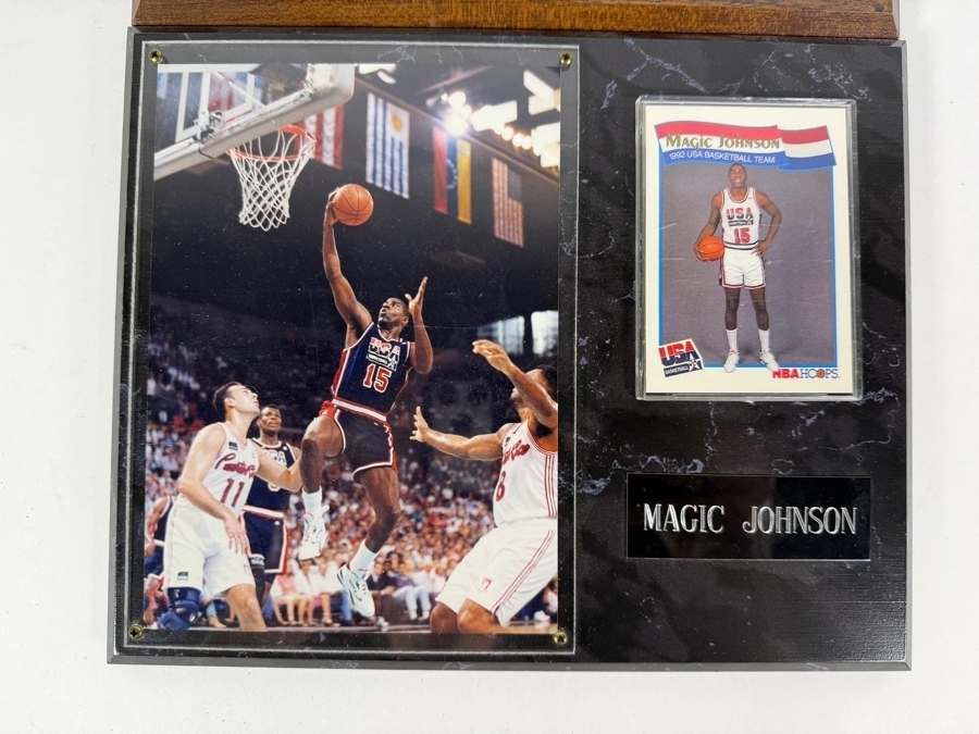 Two Individual Vintage NBA Star Memorabilia Plaques For David Robinson And Magic Johnson 10'W X 8'H [Photo 2]