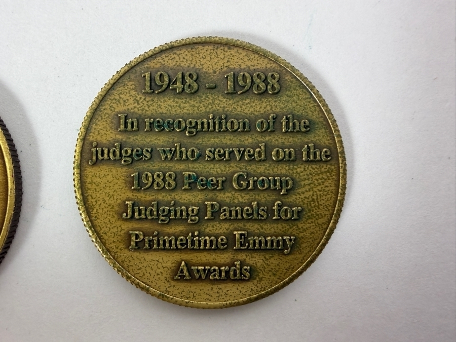 Motion Picture Costumers Local 705 Gold Lifetime Membership Card (Gold Filled) And Two 1988 Commemorative Primetime Emmy Medallions Awarded To Lawrence Richter [Photo 6]