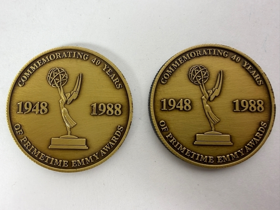 Motion Picture Costumers Local 705 Gold Lifetime Membership Card (Gold Filled) And Two 1988 Commemorative Primetime Emmy Medallions Awarded To Lawrence Richter [Photo 5]