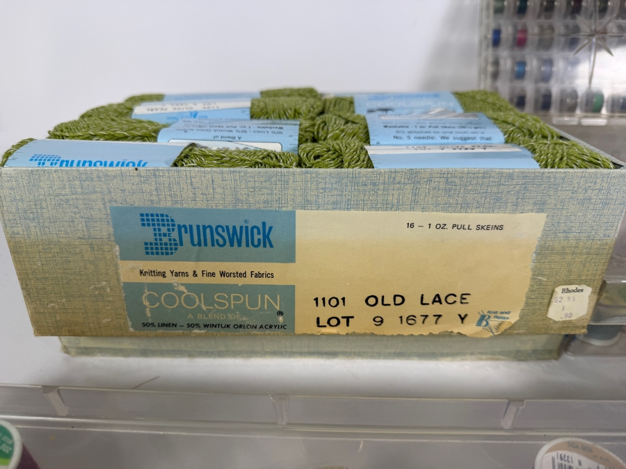 Large Mixed Lot Of Vintage Sewing Supplies Including Brunswick Coolspun Yarn Skeins And Numerous Thread Spools In Plastic Organizer Cases [Photo 7]
