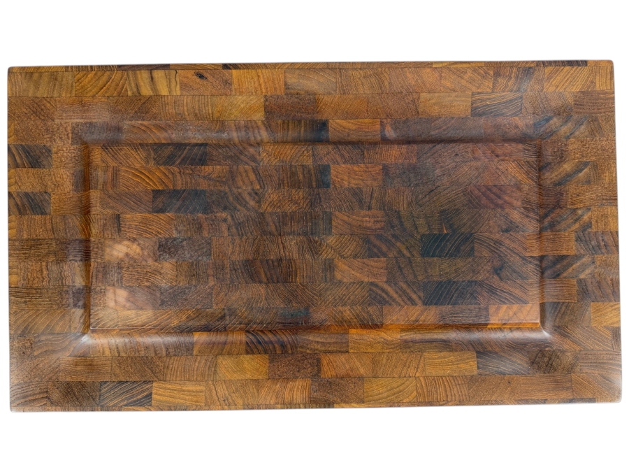 Vintage Mid Century Modern Digsmed Danmark 003 Teak End Grain Serving Platter 22'W X 12'H