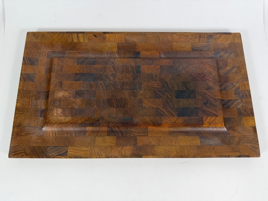 Vintage Mid Century Modern Digsmed Danmark 003 Teak End Grain Serving Platter 22'W X 12'H [Photo 2]