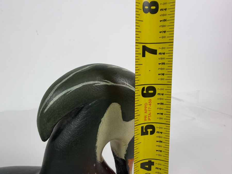 Vintage 1973 Signed Holger G Smith Hand Carved Wooden Decoy Underside With Maker Stamp 12'W X 6'H [Photo 7]