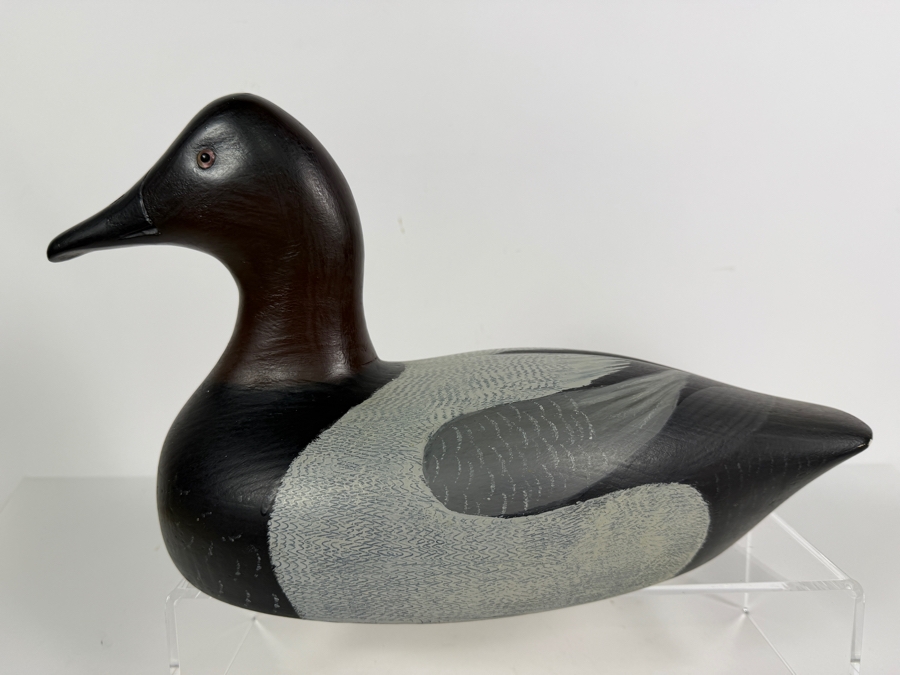 Vintage 1978 Signed Holger G Smith Hand Carved Wooden Decoy Underside With Maker Stamp 14'W X 8'H [Photo 3]