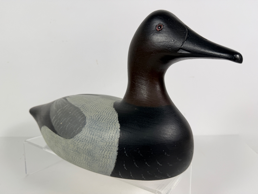Vintage 1978 Signed Holger G Smith Hand Carved Wooden Decoy Underside With Maker Stamp 14'W X 8'H [Photo 2]