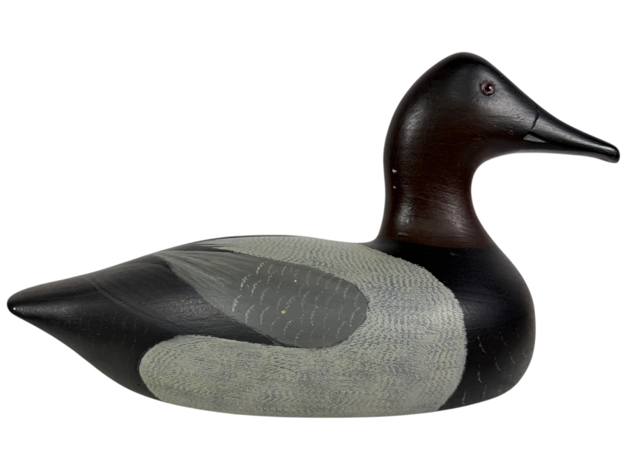 Vintage 1978 Signed Holger G Smith Hand Carved Wooden Decoy Underside With Maker Stamp 14'W X 8'H