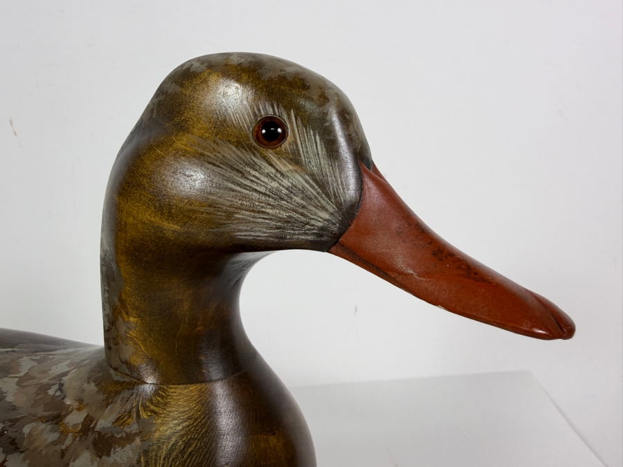 Vintage 1981 Signed C Miller The Wooden Bird Factory Hand Carved Wooden Mallard Hen Decoy Underside With Brand Mark 14.5'W X 6.5'H [Photo 3]
