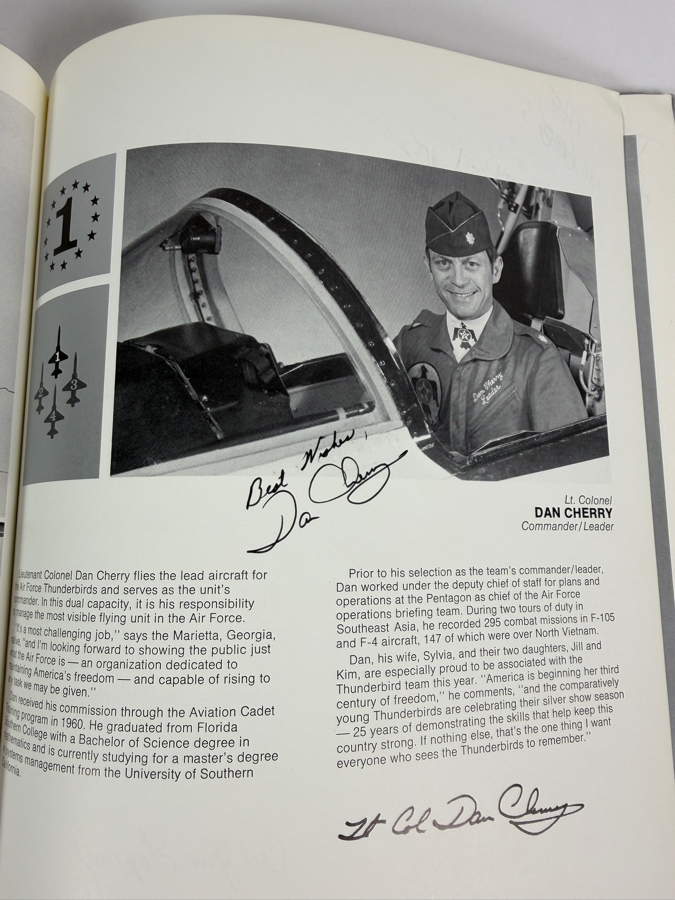 Autographed 1977 United States Air Force Thunderbirds 25th Year Commemorative Yearbook Signed By Commander Dan Cherry And All of the Thunderbird Pilots [Photo 8]