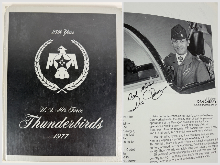 Autographed 1977 United States Air Force Thunderbirds 25th Year Commemorative Yearbook Signed By Commander Dan Cherry And All of the Thunderbird Pilots