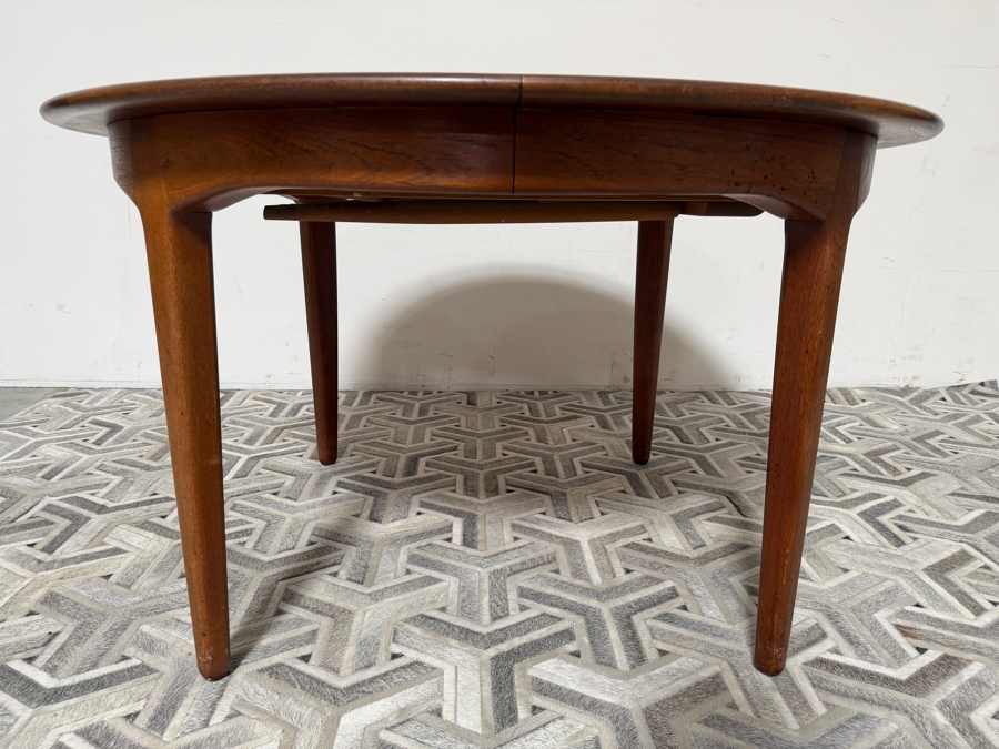 Vintage Danish Mid-Century Modern Henning Kjaernulf Model 62 Dining Table for Sorø Stolefabrik in Denmark 49'W X (128'L with Leaves / 49'L without Leaves) X 29'H with (6) Danish Modern Teak Dining Chairs Attributed to Johannes Andersen for Bramin Mobler [Photo 6]