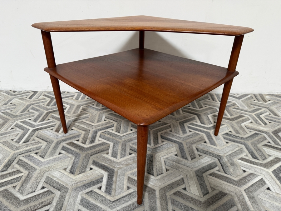 Vintage Danish Mid Century Modern Minerva Corner Table Designed by Peter Hvidt and Orla Molgaard-Nielsen for France & Son 29.5W X 29.5D X 25H [Photo 4]