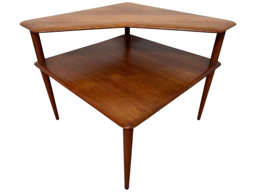 Vintage Danish Mid Century Modern Minerva Corner Table Designed by Peter Hvidt and Orla Molgaard-Nielsen for France & Son 29.5W X 29.5D X 25H