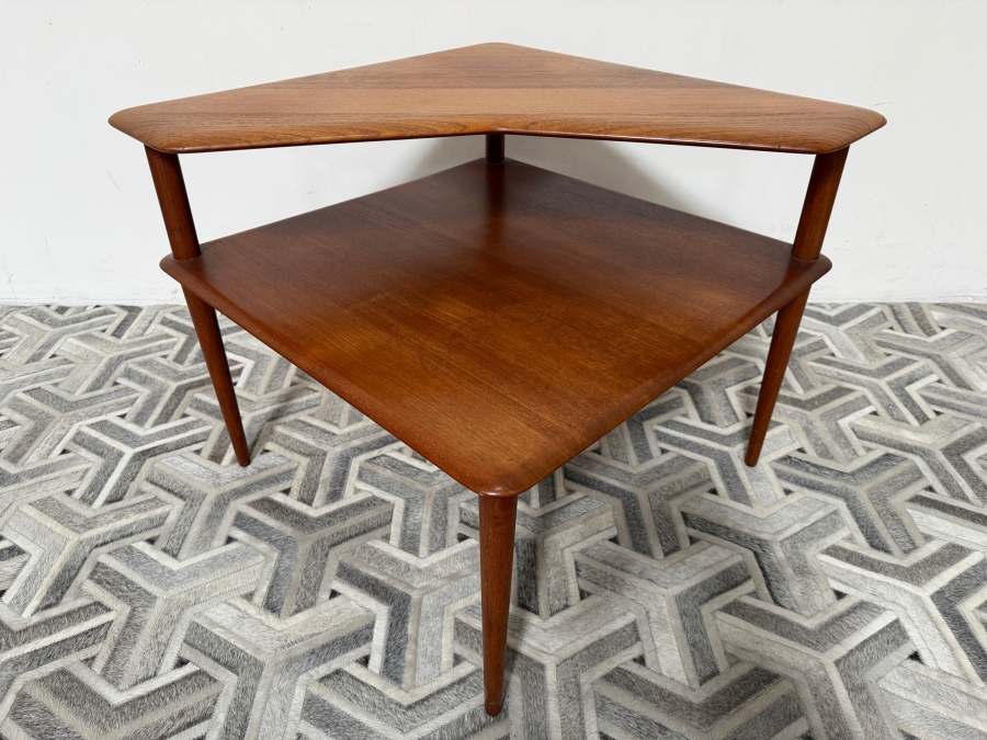 Vintage Danish Mid Century Modern Minerva Corner Table Designed by Peter Hvidt and Orla Molgaard-Nielsen for France & Son 29.5W X 29.5D X 25H [Photo 2]