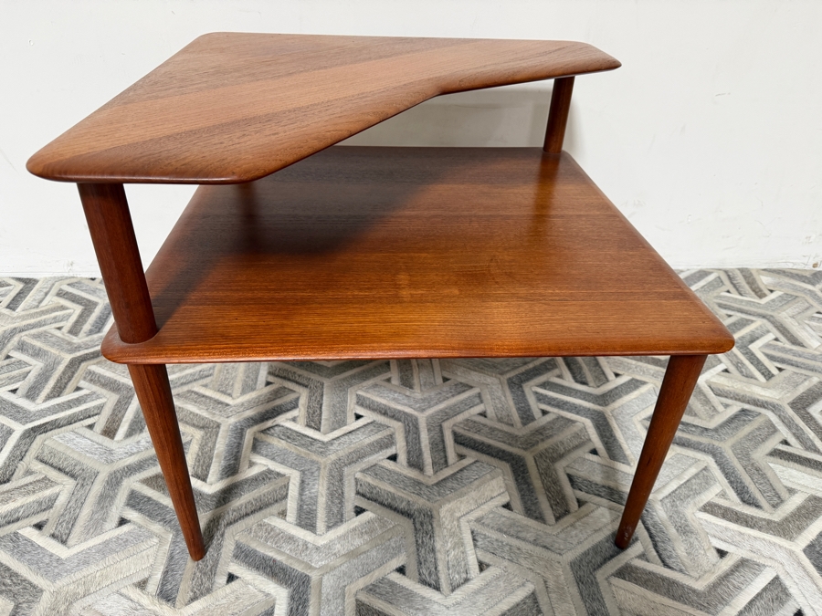 Vintage Danish Mid Century Modern Minerva Corner Table Designed by Peter Hvidt and Orla Molgaard-Nielsen for France & Son 29.5W X 29.5D X 25H [Photo 7]