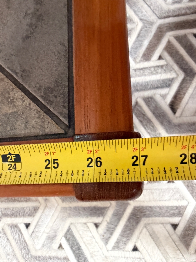 Vintage Danish Mid-Century Modern Side Table Designed by Gangso Mobler Featuring a Teak Wood Frame and an Inlaid Geometric Slate Tile Top 27W X 27D X 19H [Photo 10]