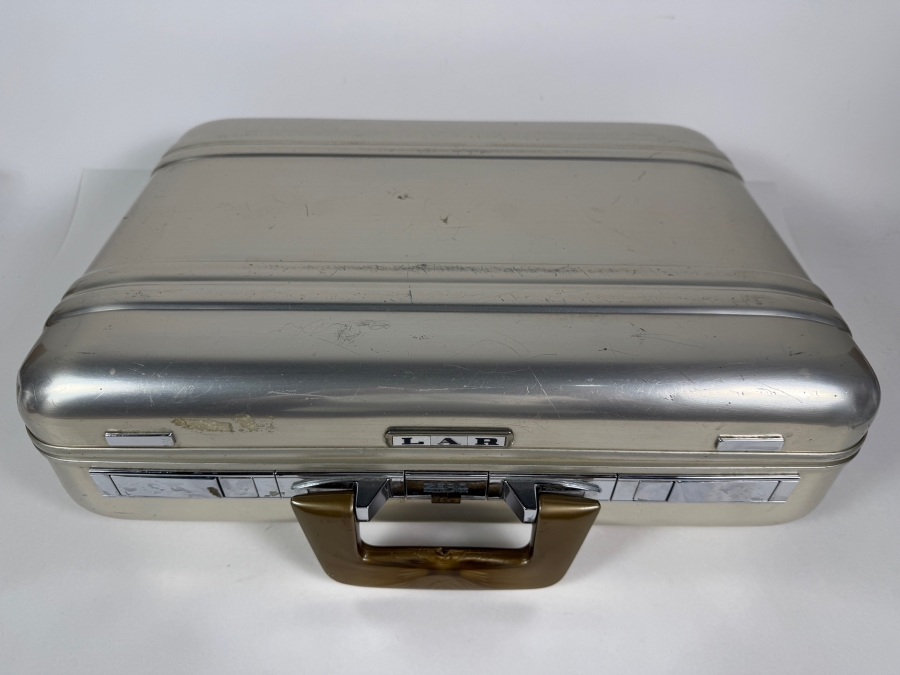 Vintage Zero Halliburton Aluminum Briefcase With Marbled Brown Handle 17.5'W X 13.5'D X 5.5'H [Photo 10]