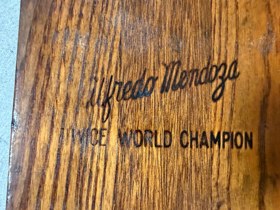 Vintage Western Wood Magic Slalom Wooden Water Ski Signed By World Champion Alfredo Mendoza 70'L [Photo 4]