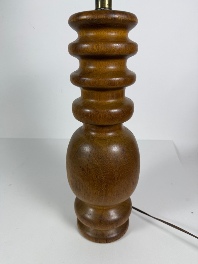 Mid-Century Modern Turned Sculptural Walnut Wood Table Lamp 28'H [Photo 4]