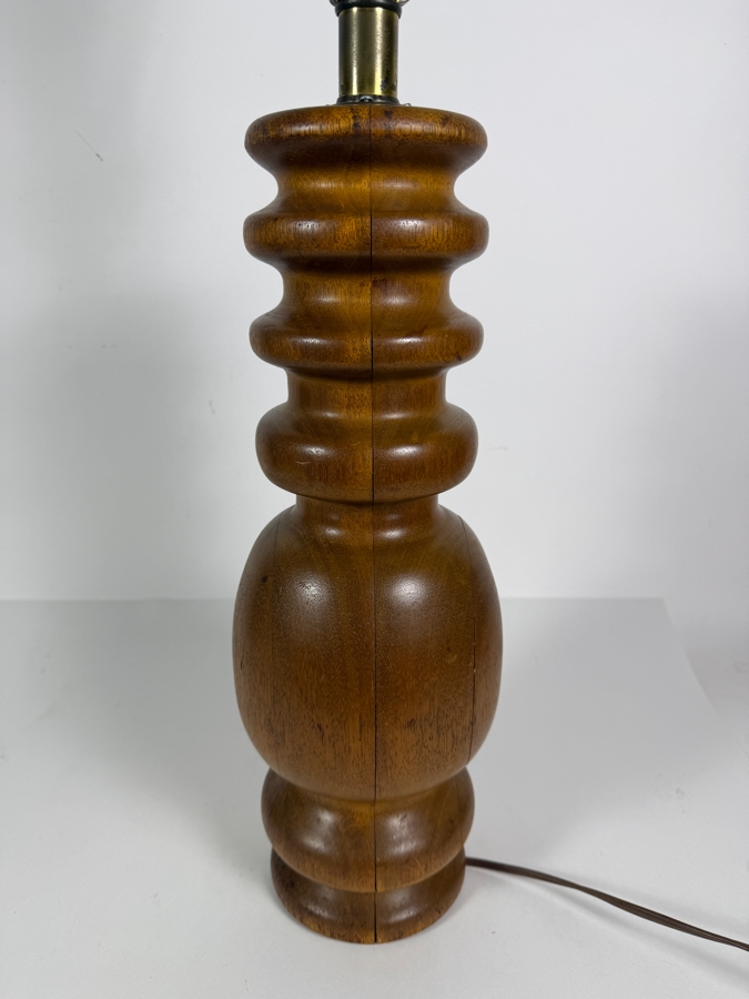 Mid-Century Modern Turned Sculptural Walnut Wood Table Lamp 28'H [Photo 2]