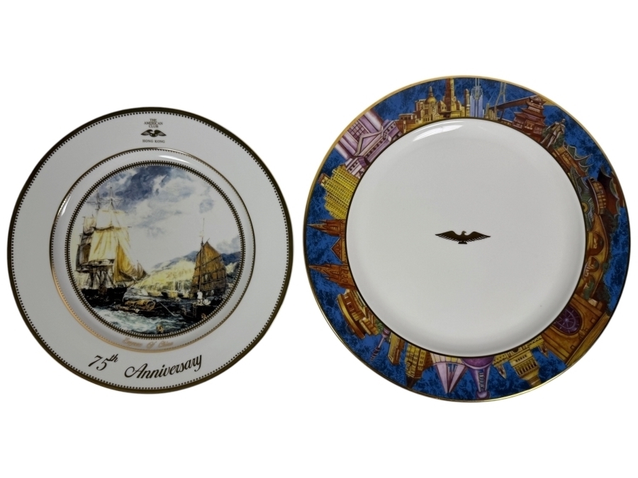 The American Club Hong Kong and the Shanghai American Club Porcelain Commemorative Plates 12' - 14'