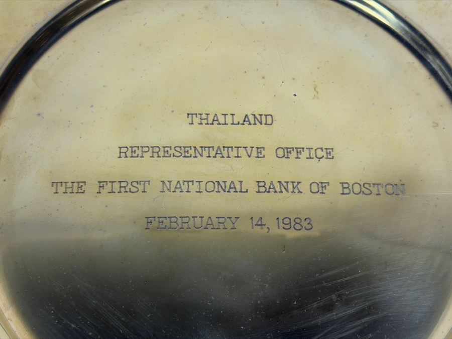 Pair Of First National Bank Of Boston Thailand Representative Office Commemorative Brass Plates [Photo 3]