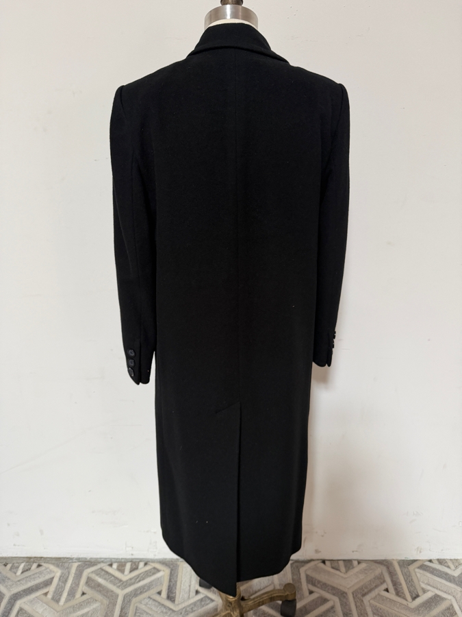 Vintage J Percy For Marvin Richards Size 8 Black 100% Cashmere Long Overcoat [Photo 4]