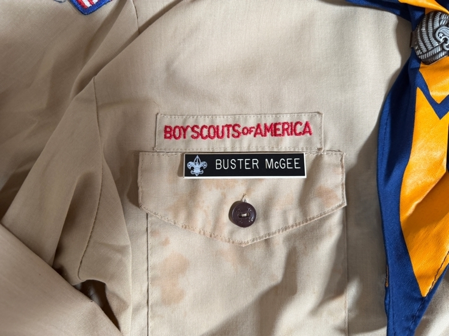 Vintage Boy Scouts Of America Khaki Uniform Shirt With San Diego County Council Patch And Neckerchief Set [Photo 4]