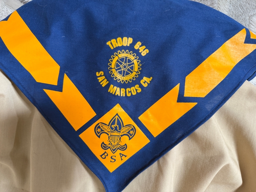 Vintage Boy Scouts Of America Khaki Uniform Shirt With San Diego County Council Patch And Neckerchief Set [Photo 6]
