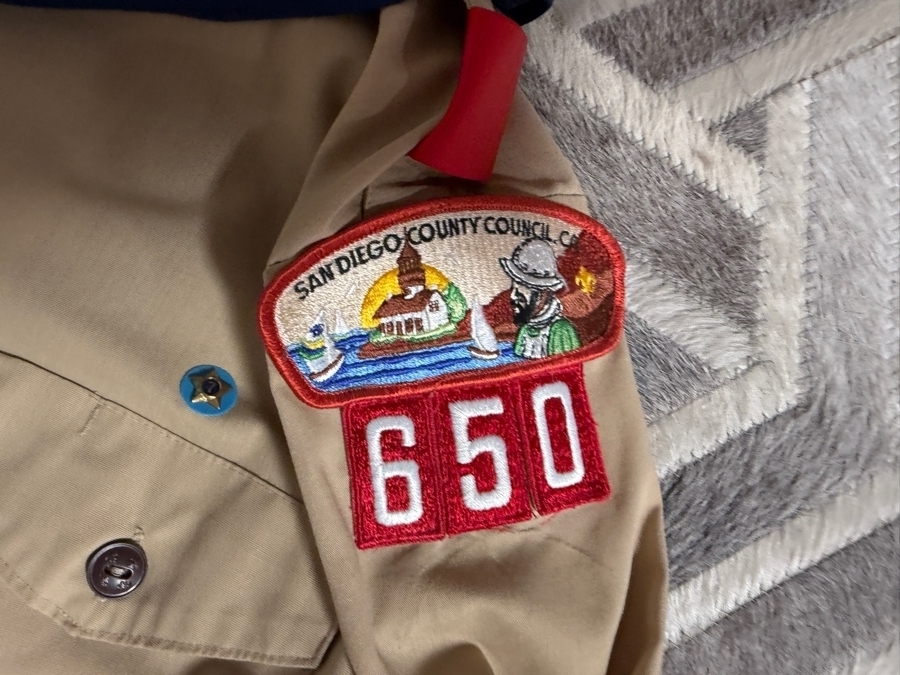 Vintage Boy Scouts Of America Khaki Uniform Shirt With San Diego County Council Patch And Neckerchief Set [Photo 5]