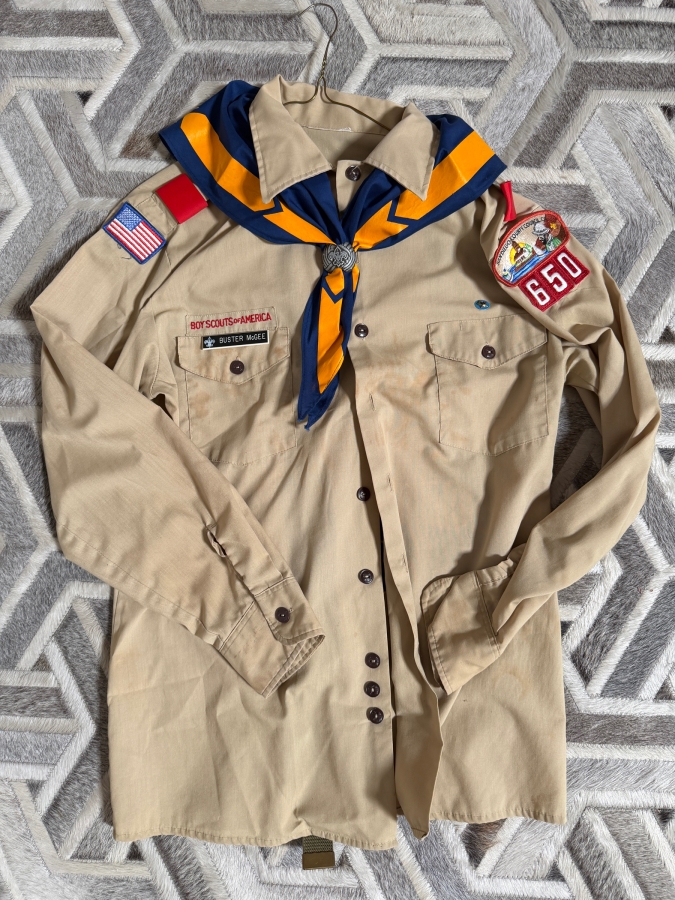 Vintage Boy Scouts Of America Khaki Uniform Shirt With San Diego County Council Patch And Neckerchief Set [Photo 2]