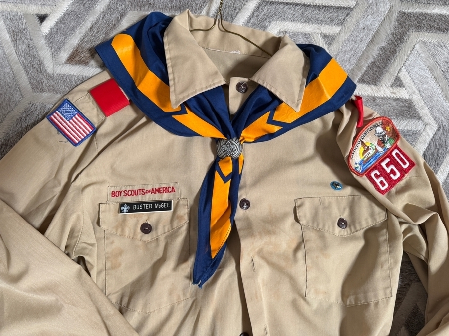 Vintage Boy Scouts Of America Khaki Uniform Shirt With San Diego County Council Patch And Neckerchief Set [Photo 3]