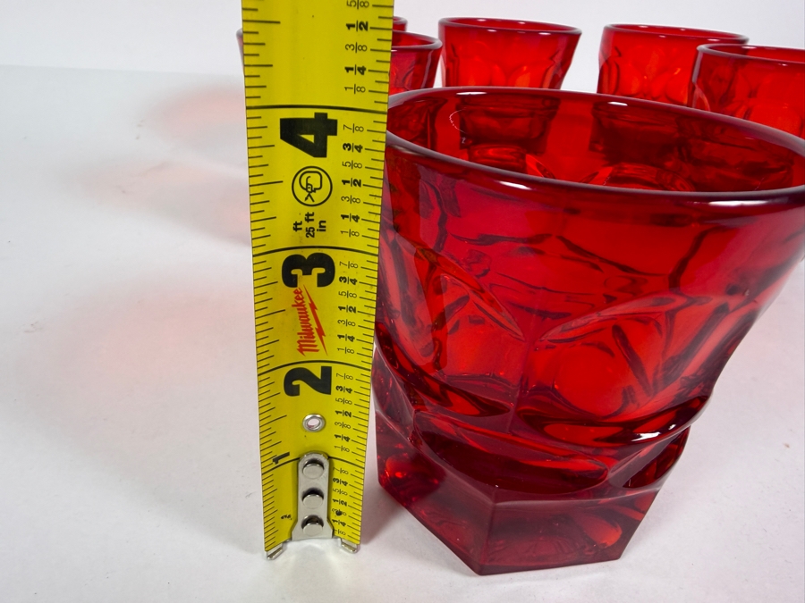 Set Of Six Vintage Fostoria Henry Ford Museum HFM Argus Ruby Red Glass Old Fashioned Tumblers 4'H [Photo 7]