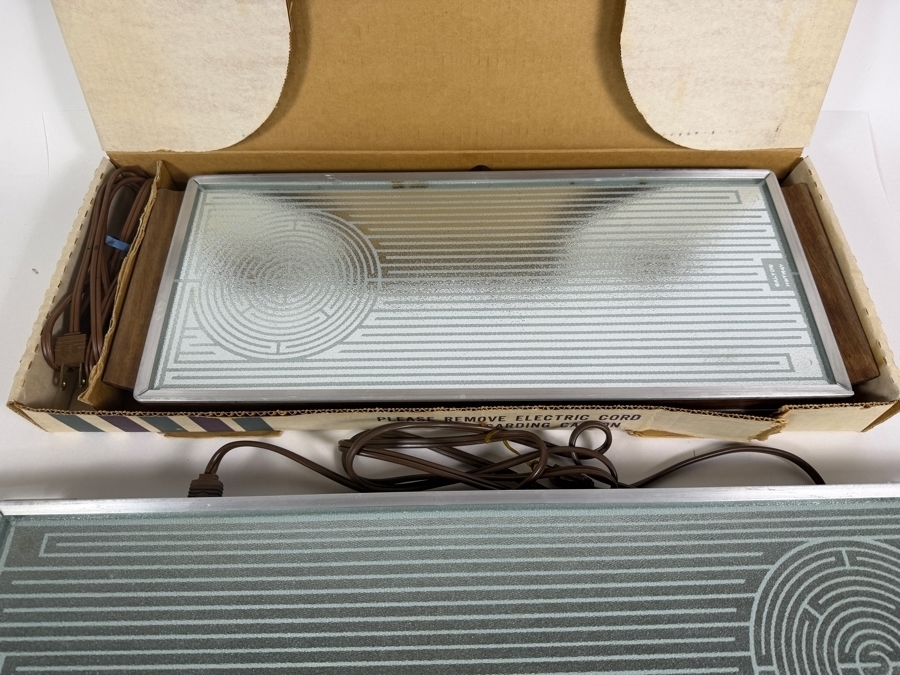 Set Of Two Vintage Salton Hotray Electric Warming Trays With Walnut Handles And Original Box 19.5'W - 25'W [Photo 2]