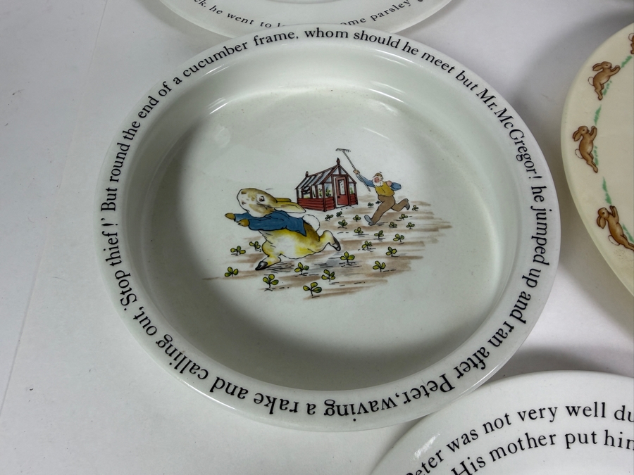 Ten Piece Lot Vintage Wedgwood and Royal Doulton Beatrix Potter and Peter Rabbit Ceramic Nurseryware Dishes [Photo 6]