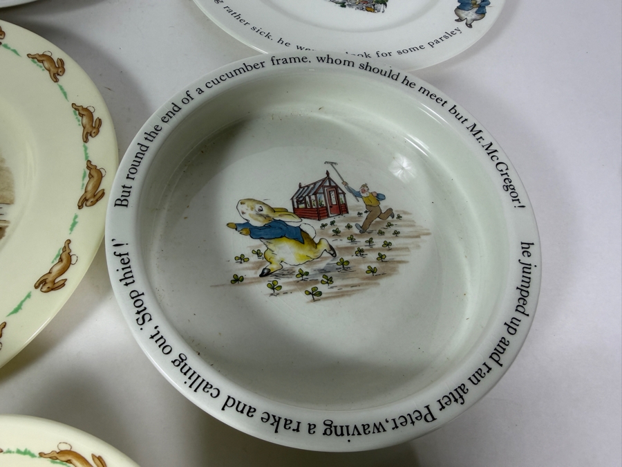 Ten Piece Lot Vintage Wedgwood and Royal Doulton Beatrix Potter and Peter Rabbit Ceramic Nurseryware Dishes [Photo 7]