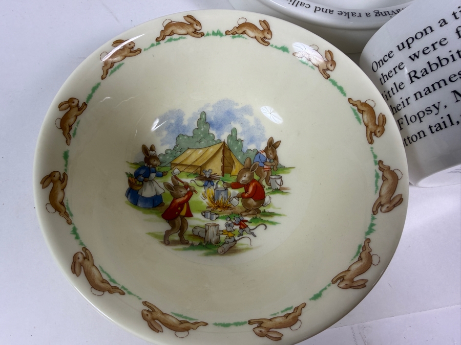 Ten Piece Lot Vintage Wedgwood and Royal Doulton Beatrix Potter and Peter Rabbit Ceramic Nurseryware Dishes [Photo 10]