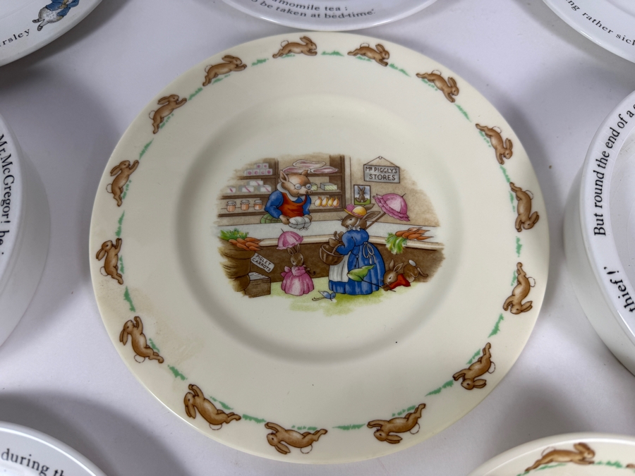 Ten Piece Lot Vintage Wedgwood and Royal Doulton Beatrix Potter and Peter Rabbit Ceramic Nurseryware Dishes [Photo 8]