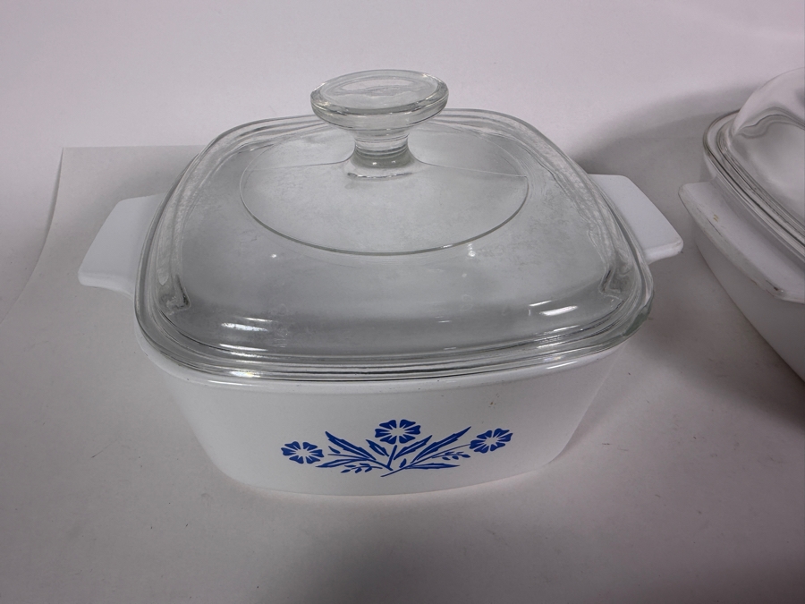 Four Piece Lot Vintage CorningWare Blue Cornflower Casserole Dishes And Lids [Photo 3]