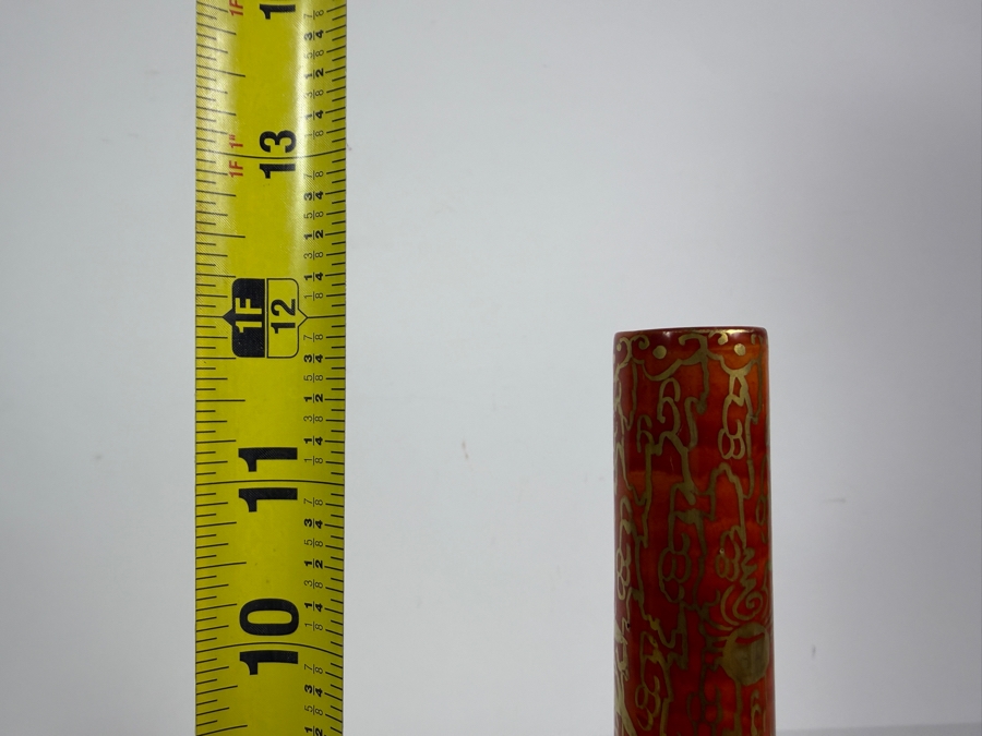 Antique Meiji Period Japanese Kutani Watahei Porcelain Long Neck Vase Signed Dai Nippon Kutani Zo Watadaira Sei 12'H [Photo 14]