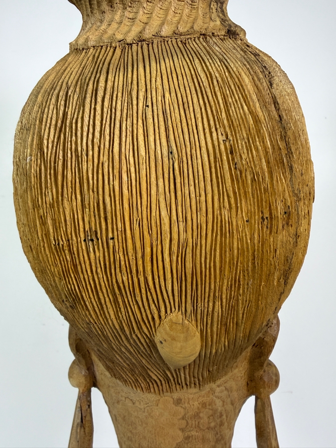 Vintage 1980 Nigerian Hardwood Woman Bust Sculpture Hand Carved By Felix Eboigbe (1944–2025) 26'H [Photo 8]