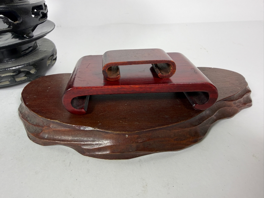Lot Of Nine Vintage Chinese Wooden Display Stands of Different Shapes [Photo 3]