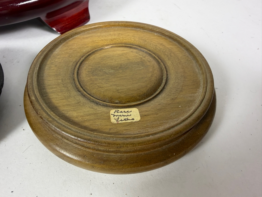 Lot Of Five Vintage Chinese Round Wood Display Stands  [Photo 6]