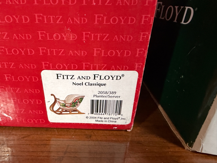 Eight Piece Lot of Vintage Fitz And Floyd Christmas Ceramic Holiday Tableware And Ornaments In Original Boxes [Photo 4]