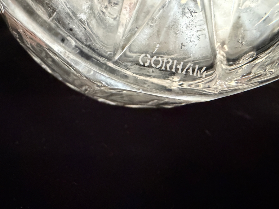 Set Of 2 Vintage Gorham Crystal Glen Mist Hand Cut And Etched Floral Liquor Decanters With Faceted Stoppers 10.5'H [Photo 5]