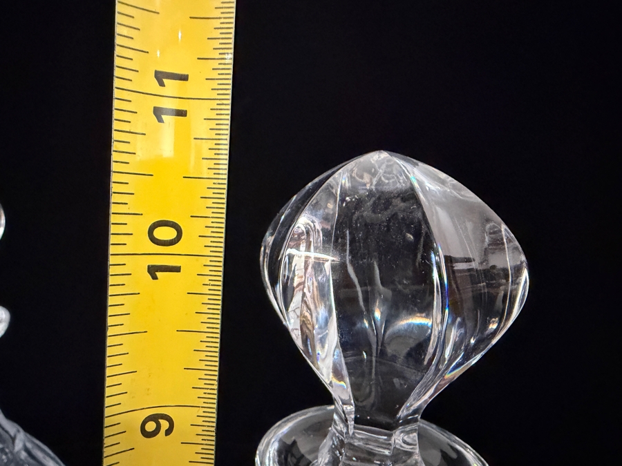 Set Of 2 Vintage Gorham Crystal Glen Mist Hand Cut And Etched Floral Liquor Decanters With Faceted Stoppers 10.5'H [Photo 6]