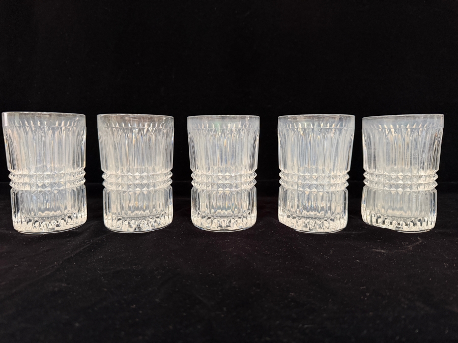 Set Of 5 Vintage Fostoria Aspen Cut Pressed Crystal Low Tumbler Glasses 5'H [Photo 2]