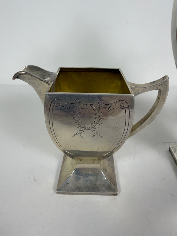 Three Piece Antique Art Deco Solid Sterling Silver Coffee Service Set by Rockwell Silver Company 4'H - 9.5'H 568.5g (Silver Melt Value $1,114) [Photo 6]