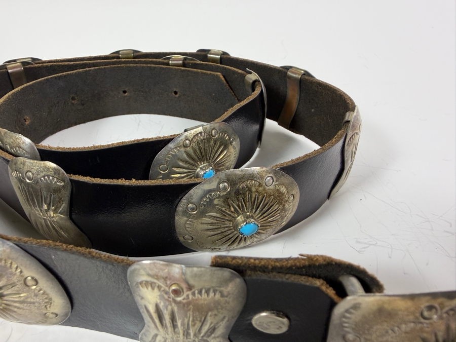 Vintage Navajo Turquoise Sterling Silver Butterfly Concho Belt 40'L 132.6g [Photo 5]