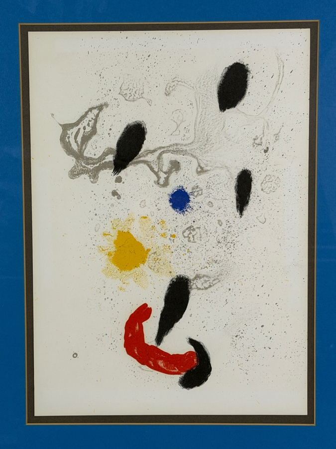 Joan Miró Danse Barbare Original 1963 Derrière Le Miroir Color Lithograph With Certificate Of Authenticity 11 X 15 Framed: 18 X 23