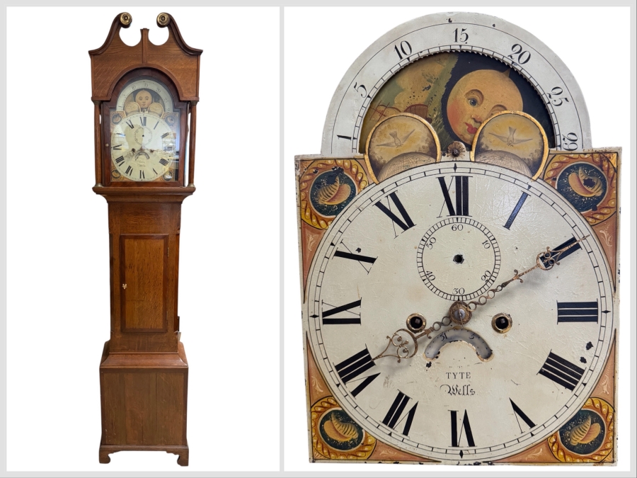 Antique Federal Tall Longcase Clock Tyte of Wells, Somerset, England 18W X 85.5H Estimate $1,500-$2,000